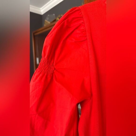 Loft Ruffle Cuff Mixed Media Blouse - Picture 6 of 7